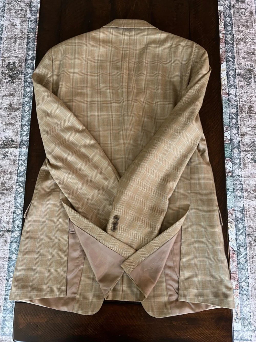 Arnold Brant Glen Plaid Sport Coat Blazer 42L Tall Made in 🇨🇦 Brown Tan Vintage